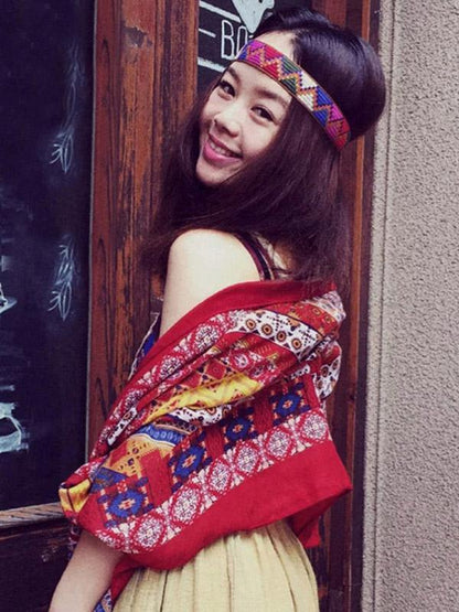Vintage Bohemia Printing Tomem Cape Scarf