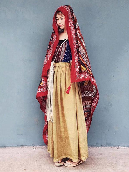 Vintage Bohemia Printing Tomem Cape Scarf