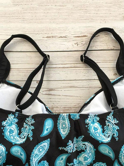 Printed Backless Tankini Swimsuit