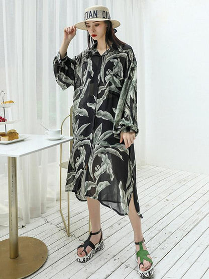 Chiffon Light Sun-protection High-low Asymmetric Blouse Dress
