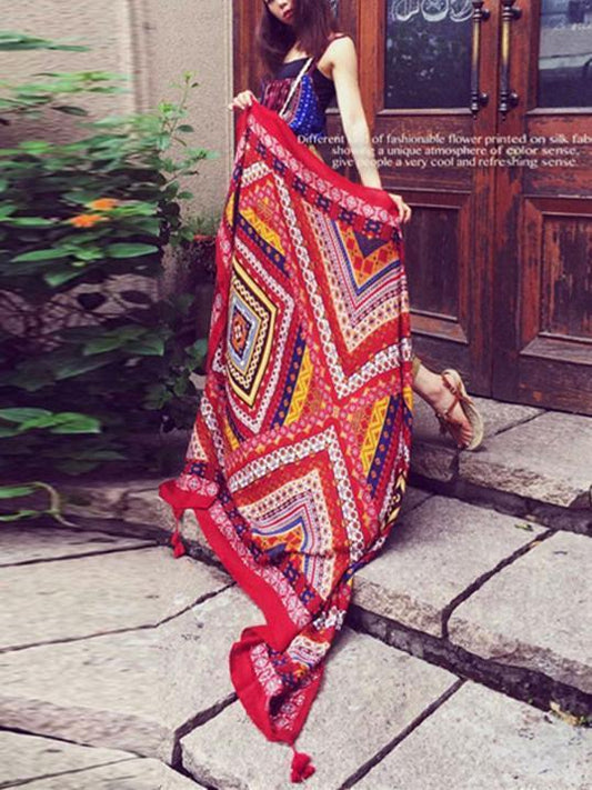 Vintage Bohemia Printing Tomem Cape Scarf