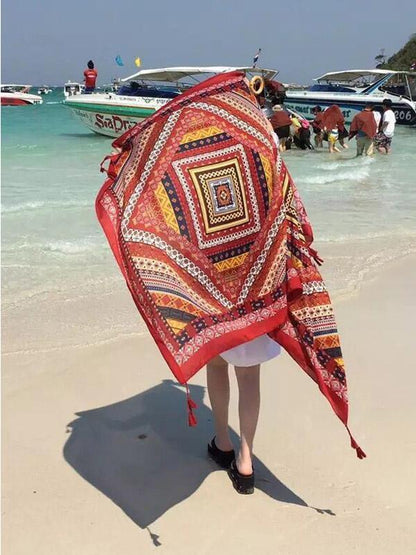 Vintage Bohemia Printing Tomem Cape Scarf