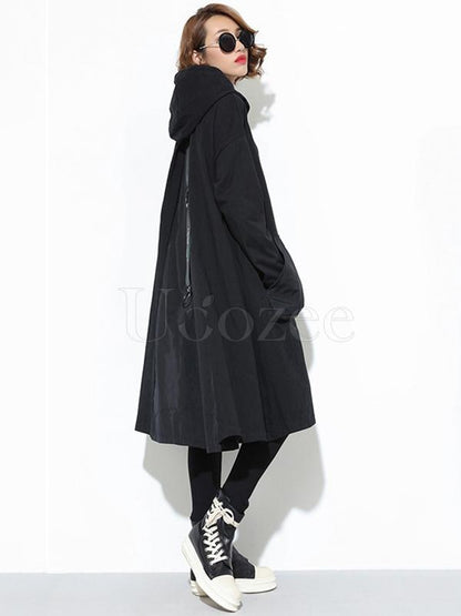 Loose Zipper Split-joint Hoodie Shirt Dress