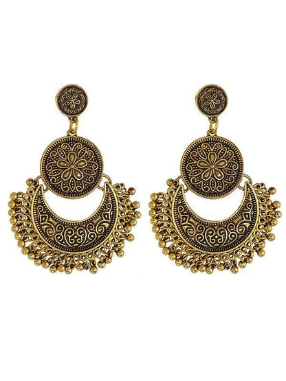 Retro Bohemia Tassels Carving Turquoise Earrings