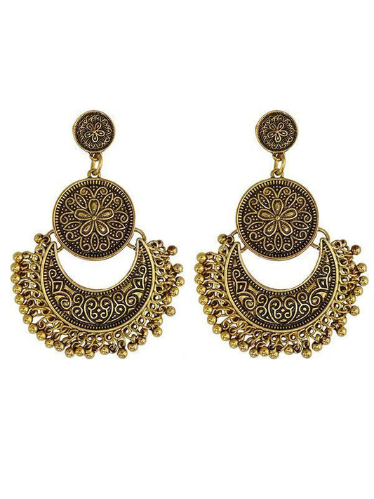 Retro Bohemia Tassels Carving Turquoise Earrings