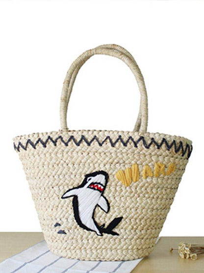 Embroidered Straw Plaited Article Bohemia Bag
