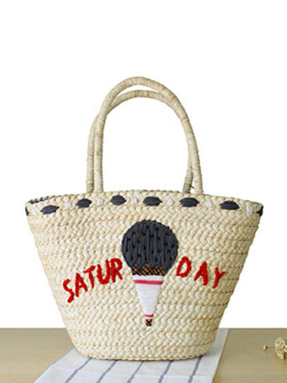 Embroidered Straw Plaited Article Bohemia Bag