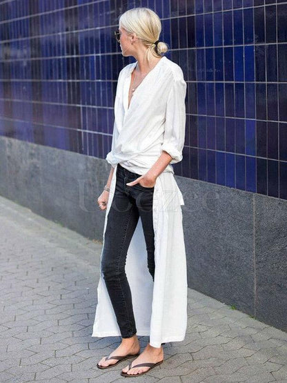 Fashion Long Sleeves Solid 2 Colors Blouses&shirts Tops