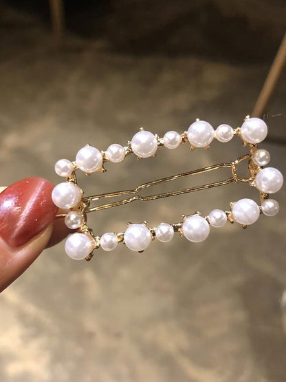 Hollow Faux Pearl Hair Clip Beaded Hair Clip
