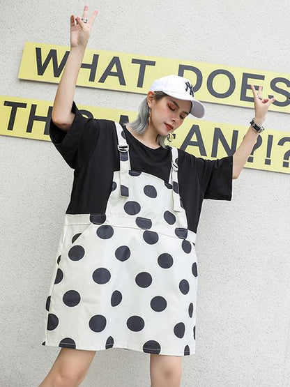False-Two Polka-Dot Braces Dress