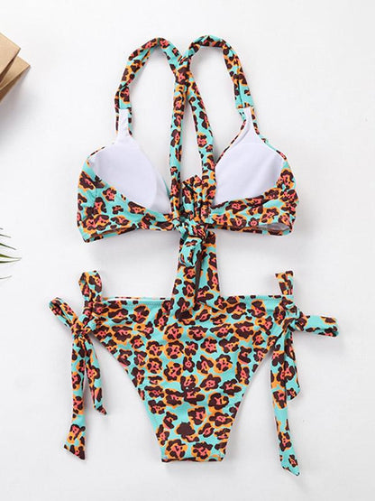 Leopard Backless Bikinis Swimwear