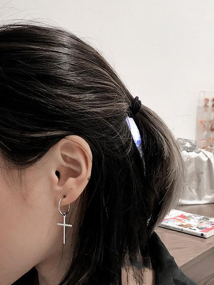 Literary Simple Cross Earrings