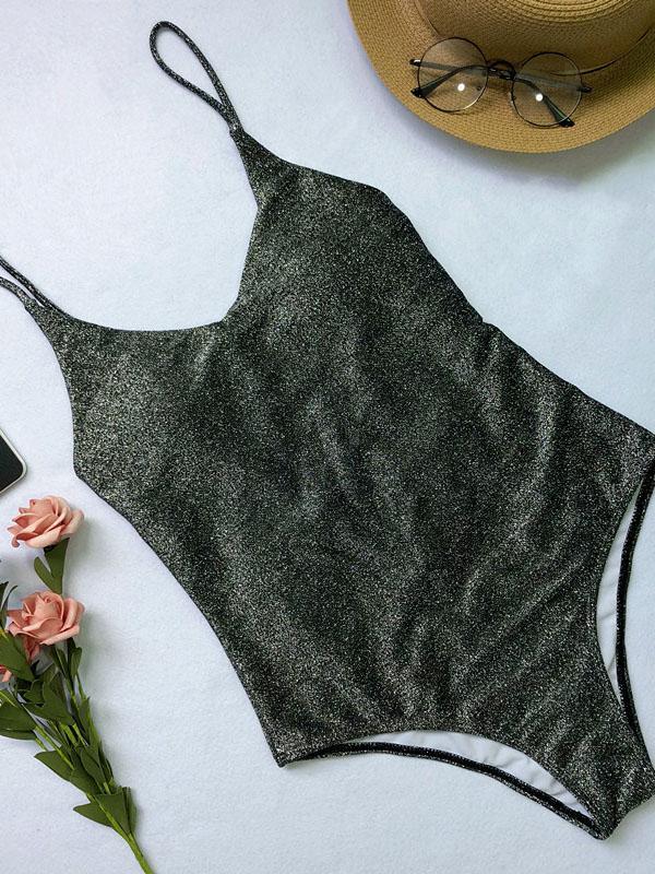 Sparkle Plain One-piece Swimwear