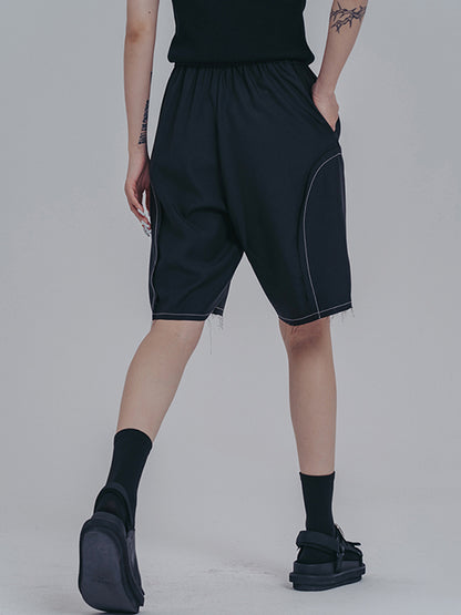 Simple Loose Contrast Color Striped Shorts