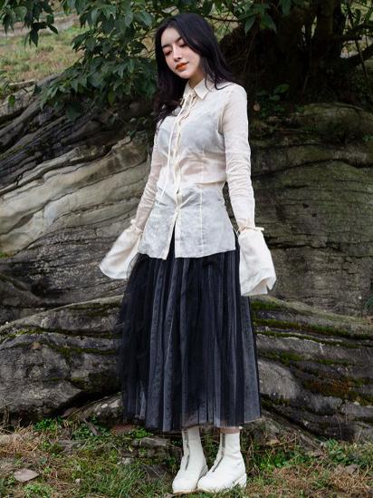 Simple Black Two Ways To Wear Gauze Skirt