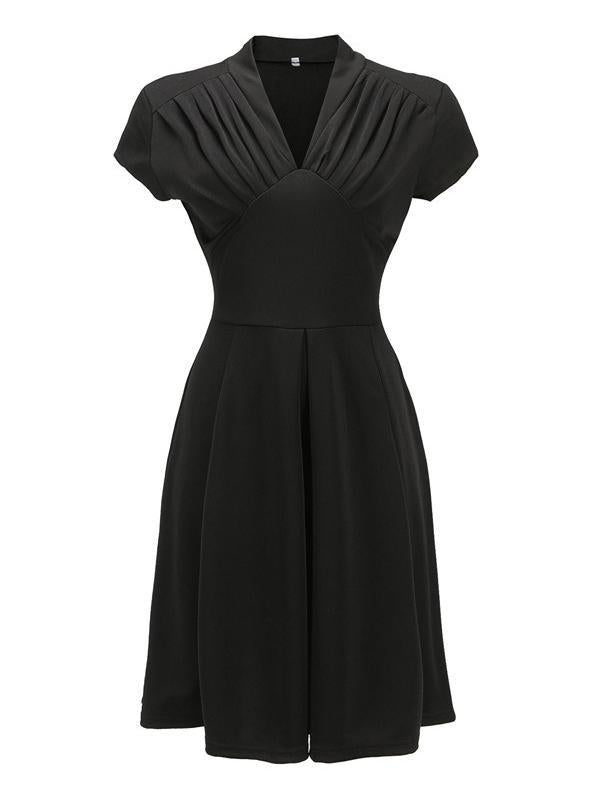 Vintage Solid Wrap Midi Dresses