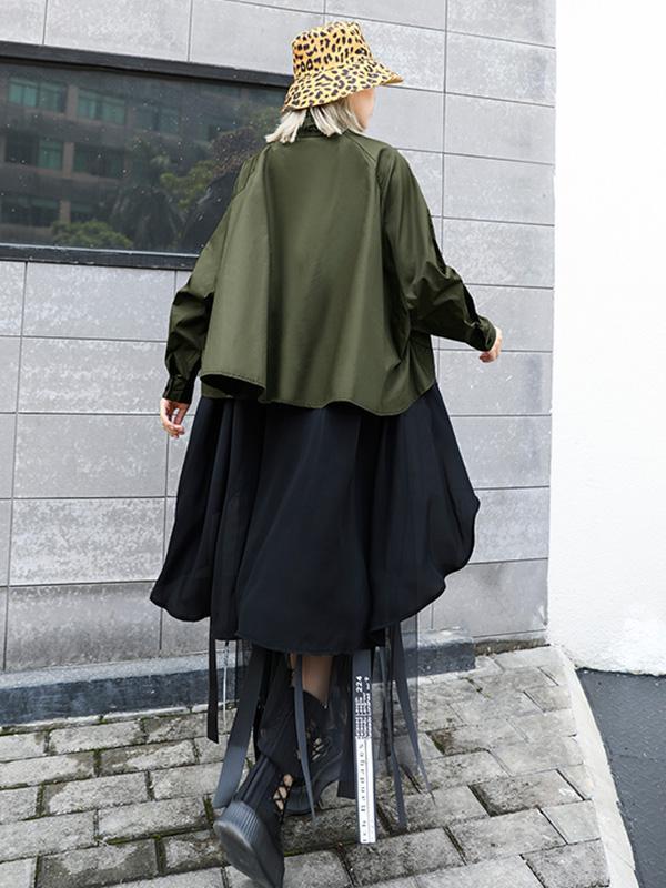 Original Irregularity Split-Joint Gauze Blouses&Shirts Tops