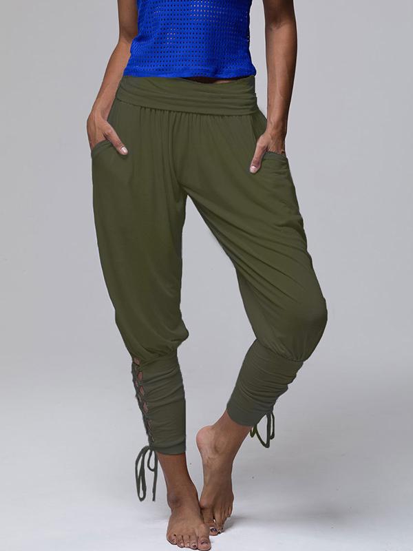 Solid Loose Bandage Athletic Pants