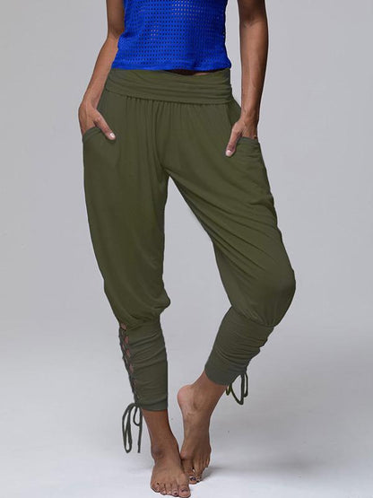 Solid Loose Bandage Athletic Pants