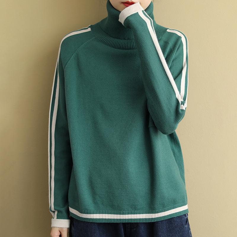Buykud Striped Single Pocket Casual Comfortable Sweater