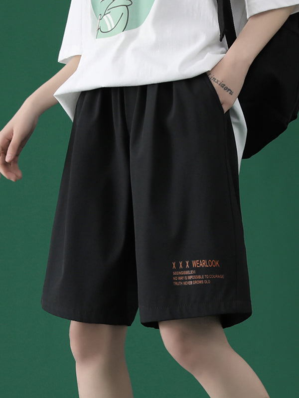 Original Letter Print Wide Leg Shorts