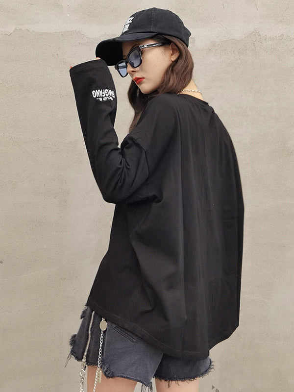 Simple Round-Neck Letter Printed Long Sleeves Sweatshirts