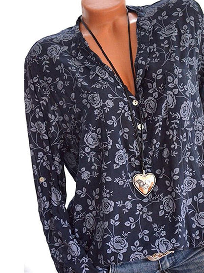 V-neck Printed Blouses