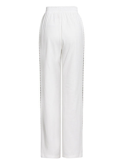 Simple Wide Leg Diamond Encrusted Pants