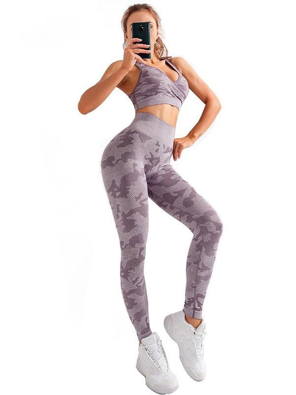 Three-Piece Set Camouflage Yoga Suits