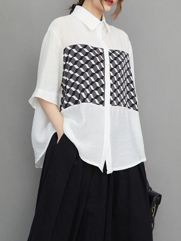 Original Contrast Color Printed Blouse