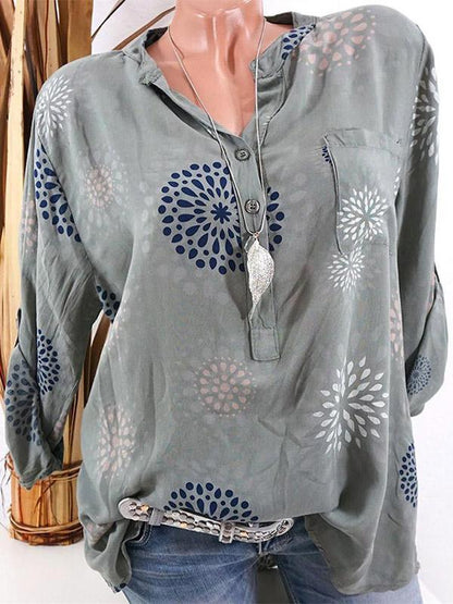 Plus Size Chic V-neck Printed T-shirt