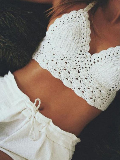 Crocheto Solid Color Swimwear Bralette Top