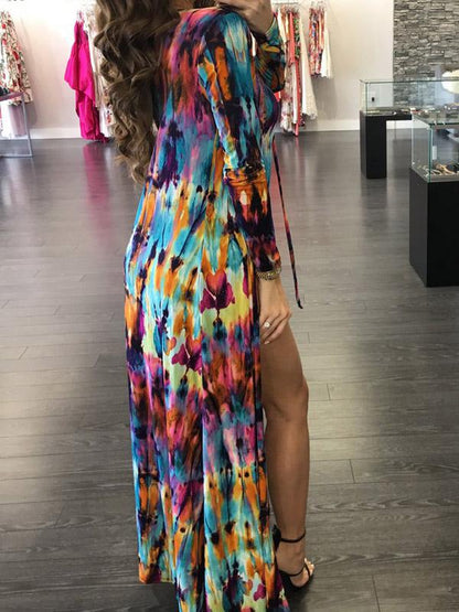 Tie Dyed Lattice One Piece Swimsuit And Cover-Up Swimwear