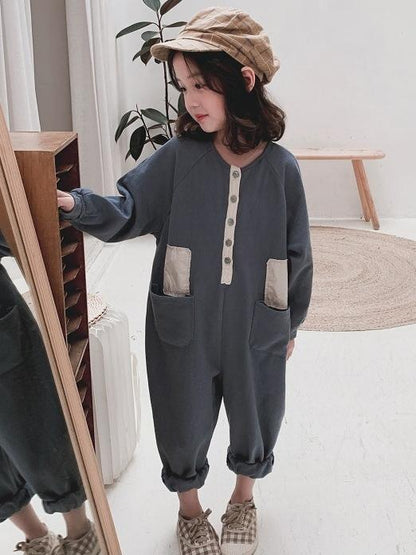 Loose Fashion Split-joint Kids Jumpsuits