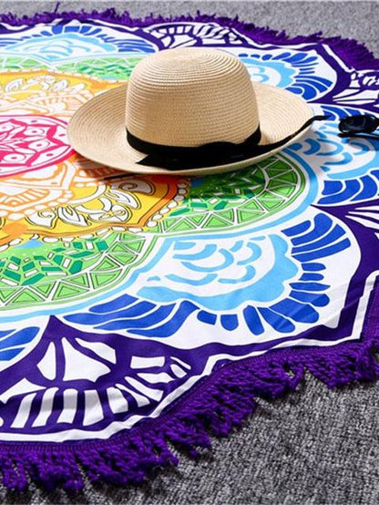 Polygonal Lotus Colorful Beach Mat
