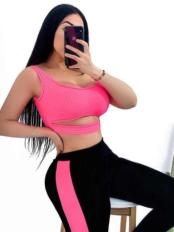 Sexy Cut Out Hollow Plain Tanks