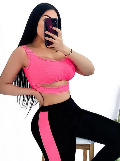 Sexy Cut Out Hollow Plain Tanks