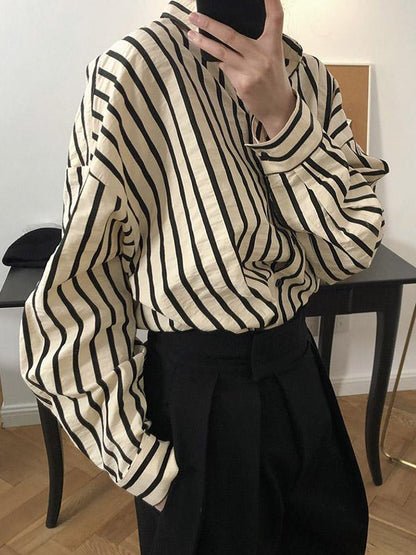 Vintage Stripes Loose Fashion Blouse Top