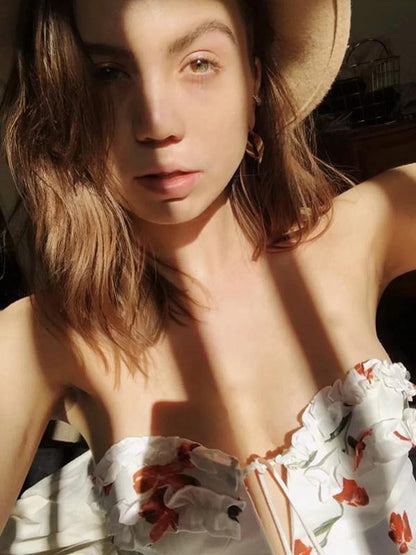 Vacation Strapless Printed Maxi Dress