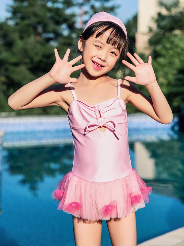 AONIHUA Lace-Up Spaghetti Straps Girl Swimwear