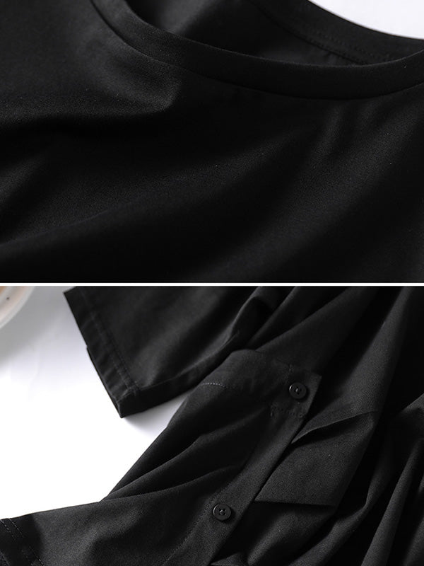 Urban Irregularity Round-Neck T-Shirts Tops