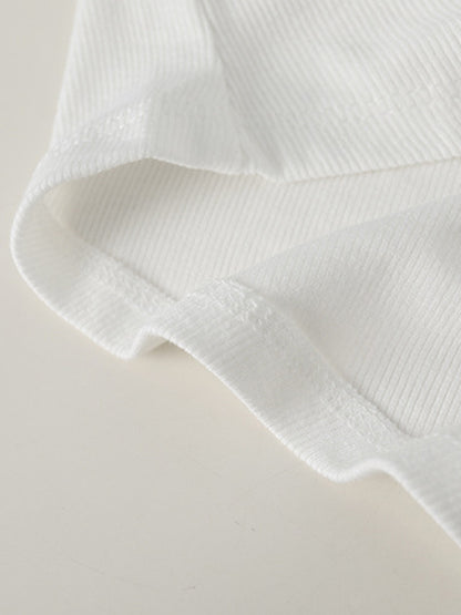 Original Casual Solid Color Pleated Skinny T-Shirt Top