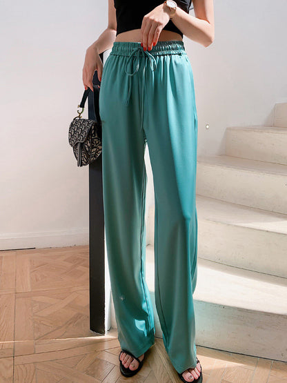 Casual 6 Colors Elasticity Drawstring Wide Legs Loose Pants