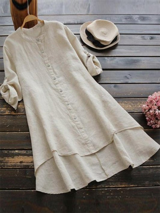 Loose Shirts with Asymmetrical Bottom Blouses