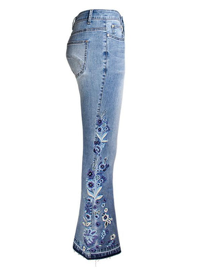 Fashion Embroidered Jean Pants Bottoms