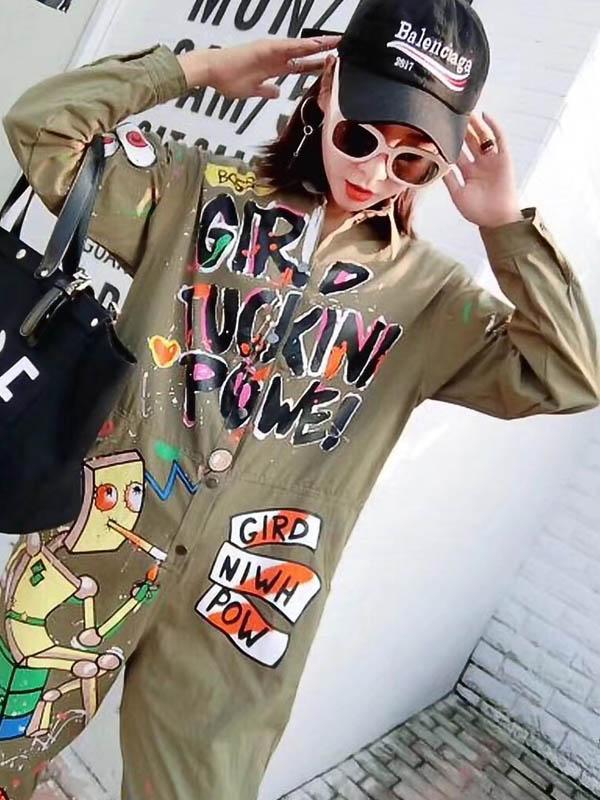 Street Casual Printed Jumpsuits