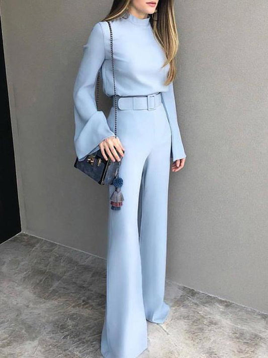Sexy Blue Top And Casual Pants Suits