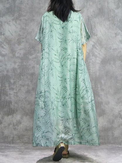 New Original Oversize Printed Split-joint Maxi Dress