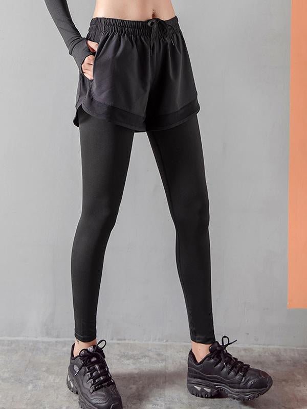 Wrap Solid False Two Yoga Leggings