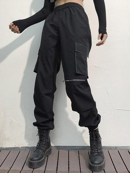 Fashion Solid Pocket Harem Pants